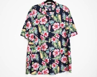 Hawaiian Floral Shirt Vintage Hawaiian Short Short Sleeve Shirt Hawaiian Button-Down Shirt Hawaiian Floral Button Up Shirt Vintage Shirt