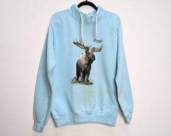 Eland Sweatshirt Vintage Sweatshirt Blauw Sweatshirt XL Eland Grafisch Sweatshirt Eland Jumper Grafische Trui Vintage Grafisch Sweatshirt XL