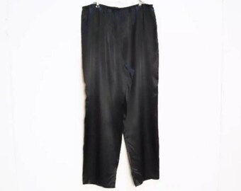 Black Satin Pyjamas Vintage Pyjamas Pants Black Trousers Satin Pyjama Bottoms Black Satin Trousers Women's Pyjamas Vintage Satin Pants XXL