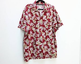 Hawaiian Shirt Vintage Short Sleeve Shirt Hawaiian Patterned Shirt Hawaiian Floral Shirt Car Pattern Shirt Vintage Hawaiian Button Down M