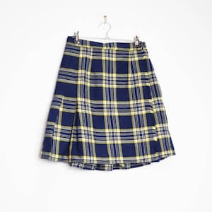 Blue and gold plaid skirt top