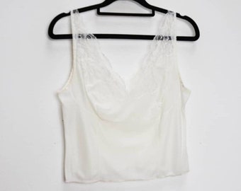 White Lace Crop Top Vintage Sheer Crop Top White Crop Top Small White Cami Cropped Cami Top Vintage Cami Crop Top Sheer Lacy Crop Top White