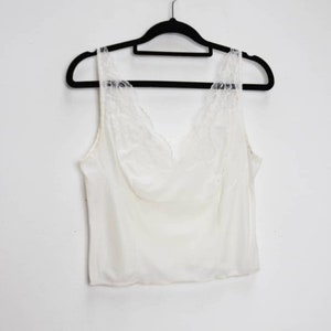 White Lace Crop Top Vintage Sheer Crop Top White Crop Top Small White Cami Cropped Cami Top Vintage Cami Crop Top Sheer Lacy Crop Top White