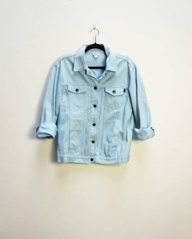 Image of Blue Denim Jacket Vintage Light Thin Coat Medium Jean M