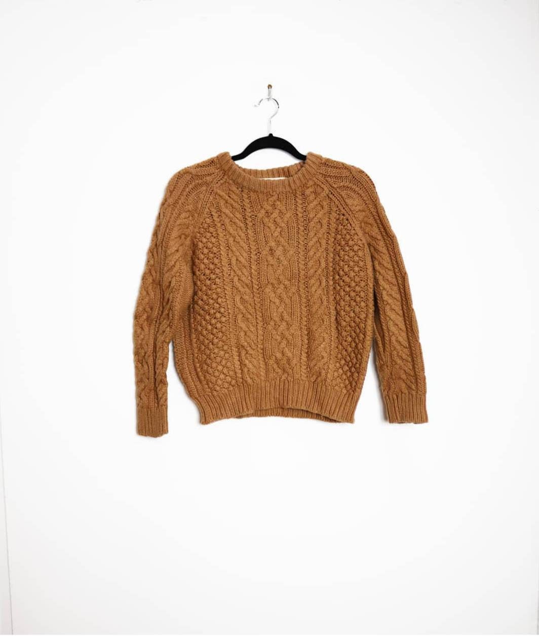 Image of Brown Cable Knit Jumper Vintage Sweater Small Cable-Knit S