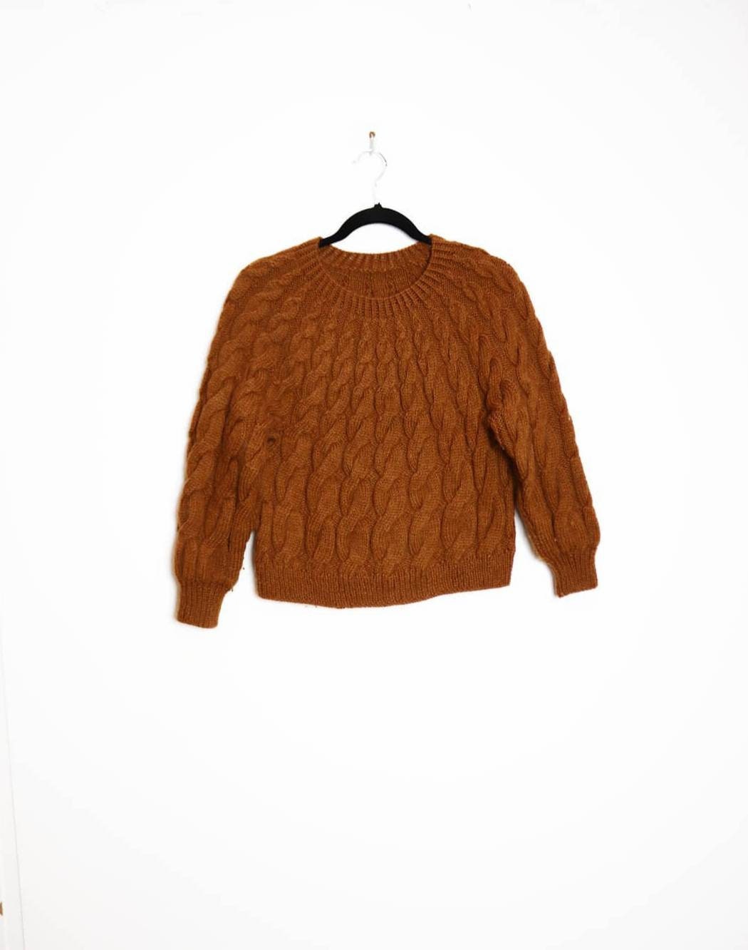 Image of Brown Cable Knit Jumper Vintage Sweater Medium Cable-Knit M