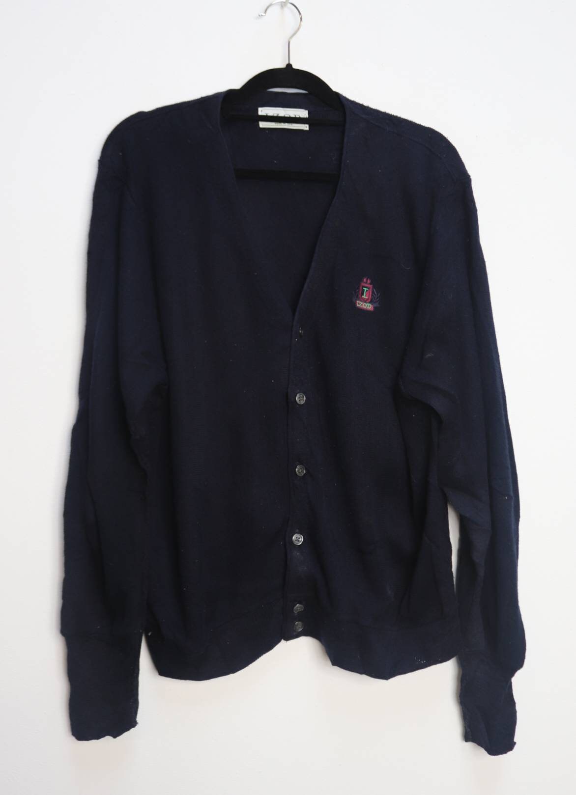 Navy Blue Cardigan Vintage Thin Knit 