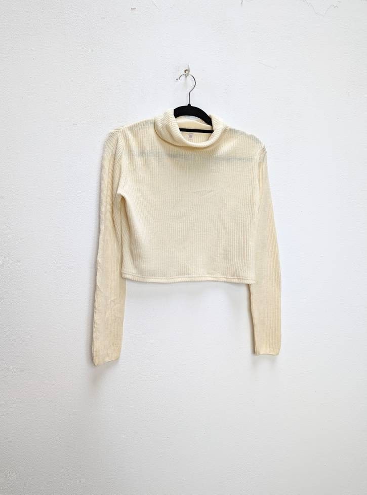 Turtleneck Crop Top Vintage Rollneck White Etsy Finland