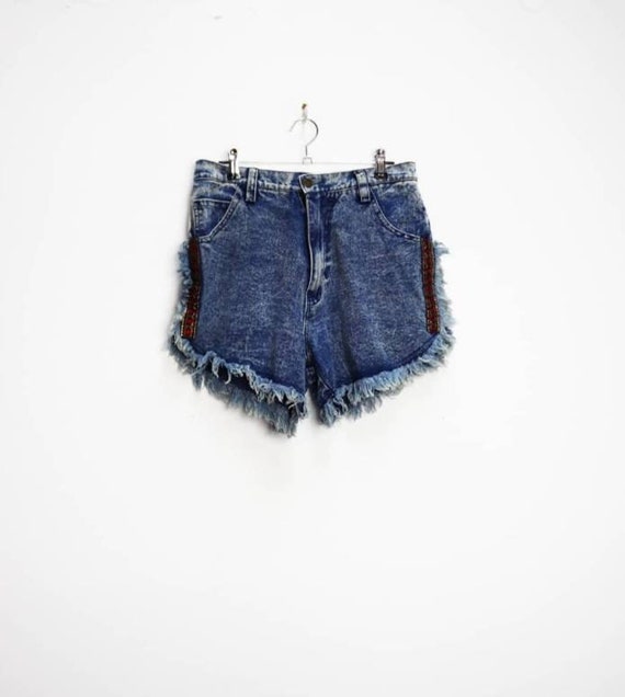 Acid Wash Denim Shorts Vintage Frayed 