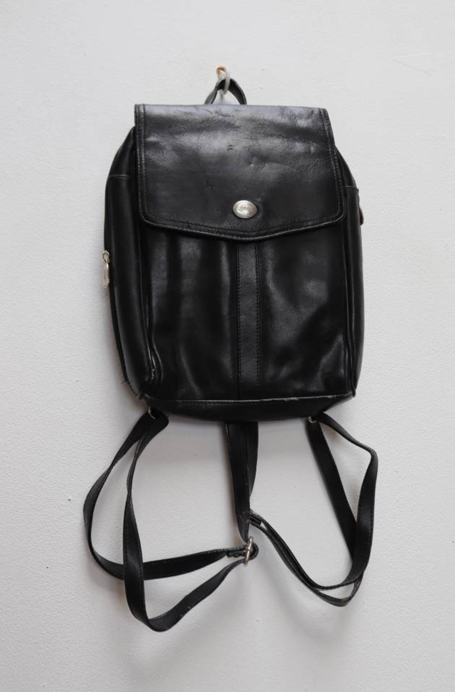 Black Leather Backpack Vintage Black Backpack Women's | Etsy