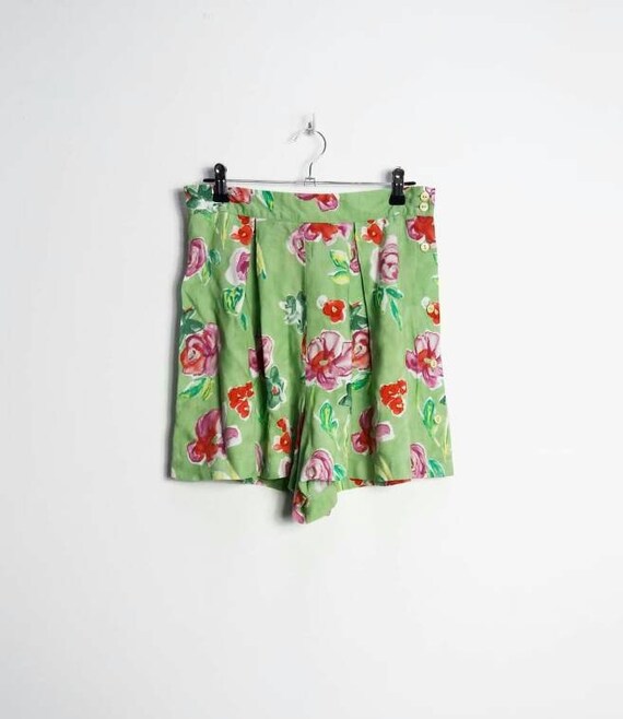 Green Floral Shorts Vintage Pink Floral 