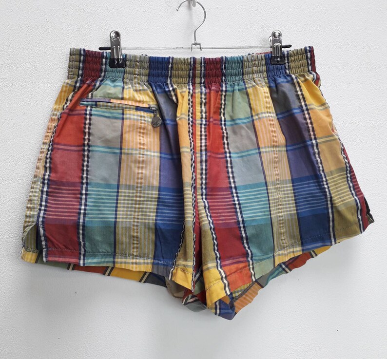Plaid Shorts Vintage Colourful Check Shorts Women/'s Medium Plaid Pattern Comfy Shorts Vintage Sport Shorts Ladies Medium Plaid Sports Shorts