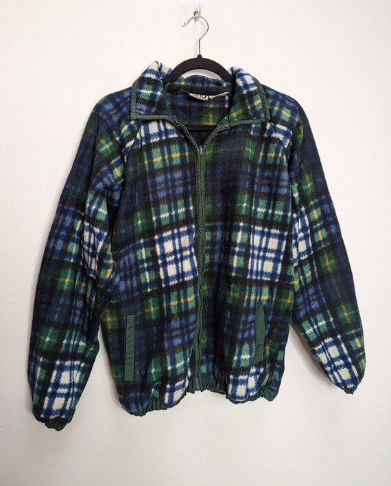 Plaid Fleece Vintage Fleece Jacket Blue Check Fleece Jacket Plaid Fleece Vintage Fleece Jacket Blue Check Fleece Jacket