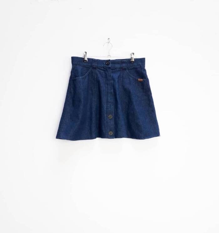 Image of Blue Denim Skirt Vintage Mini-Skirt High Waisted Medium Waist M