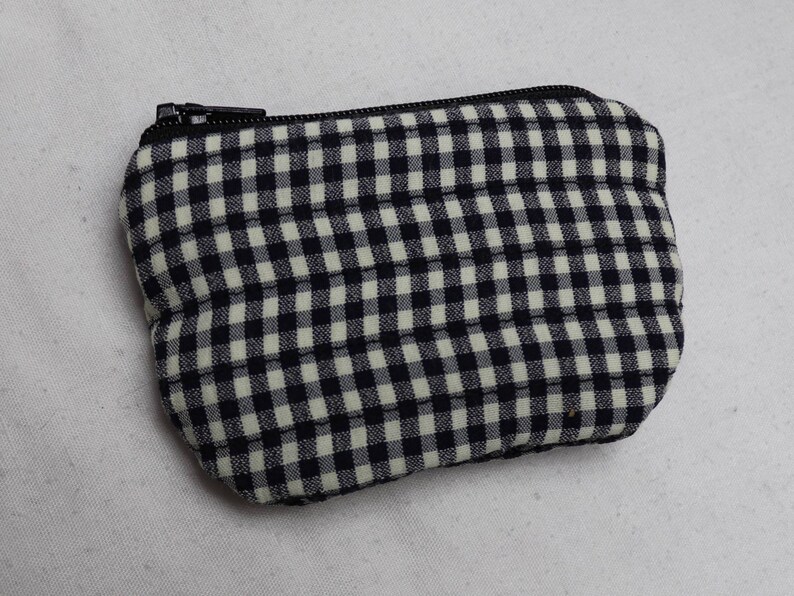 Gingham Coin Purse Recycled Purse Upcycled Purse Check Purse Handmade Purse Recycled Coin Purse Eco Friendly Coin Purse Checkered Purse Coin
