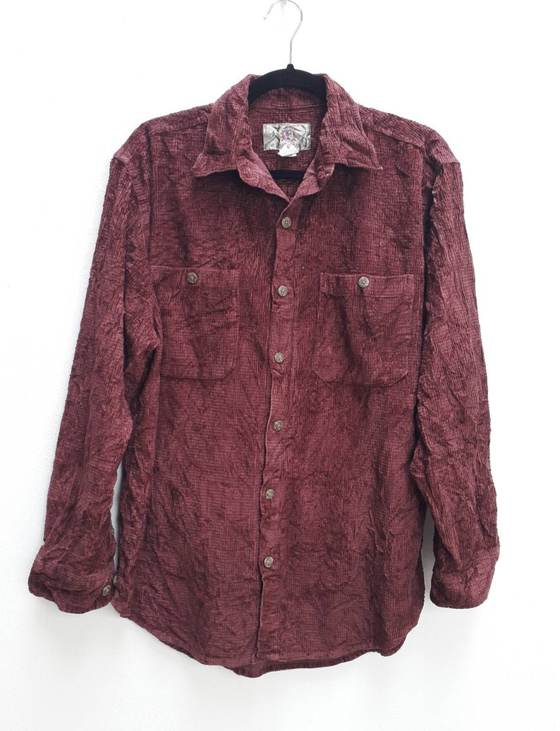 Burgundy Corduroy Shirt Vintage Red Thick Cord Shirt Vintage Burgundy Chunky Corduroy Shirt Medium Red Cord Button Down Thick Corduroy Top M