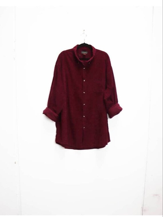 Burgundy Corduroy Shirt Vintage Red Thick Cord Shirt Vintage Burgundy Chunky Corduroy Shirt Medium Red Cord Button Down Thick Corduroy Top M