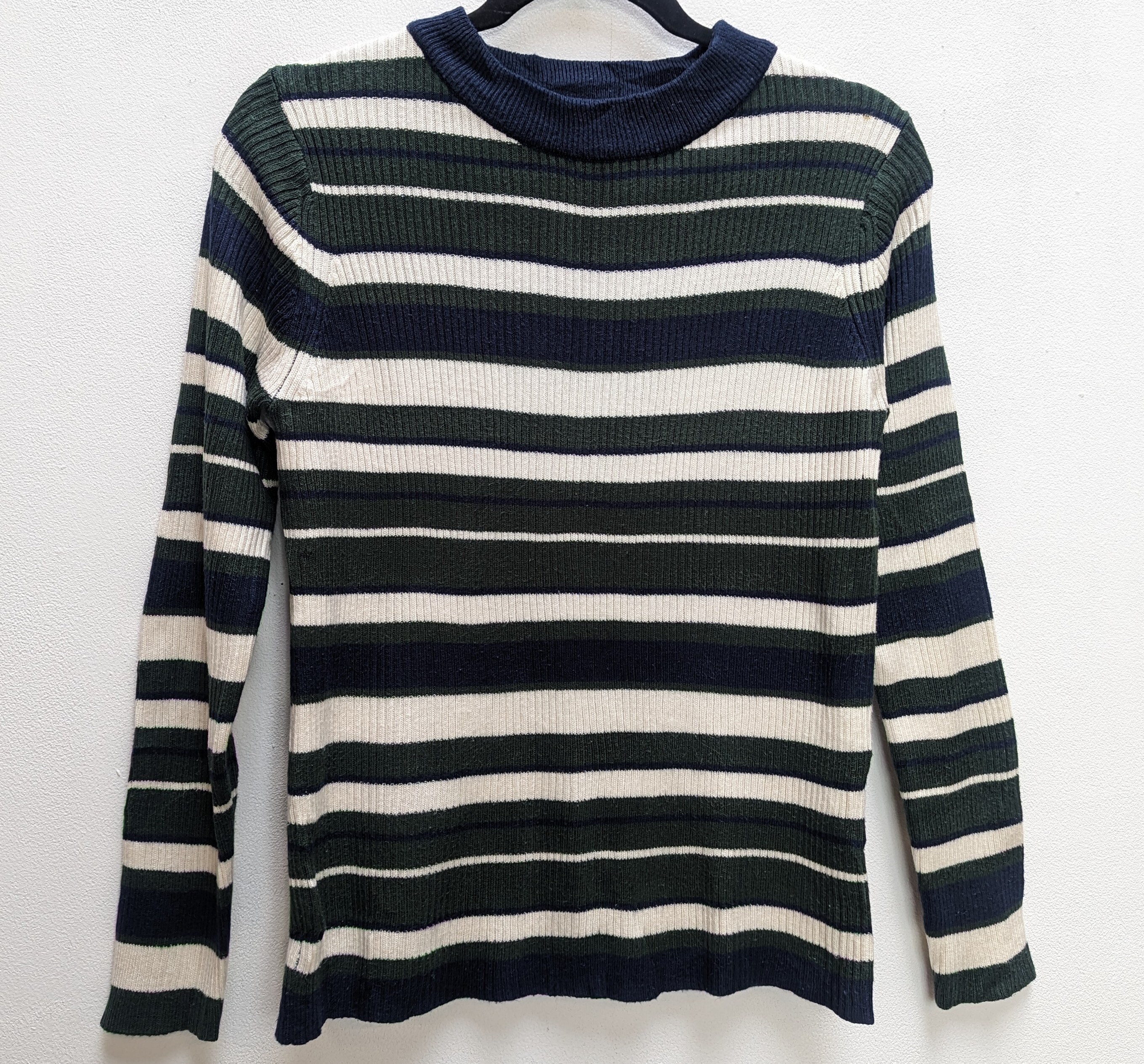 Green Stripe Jumper Vintage Stripe Knit Jumper Ribbed Jumper 