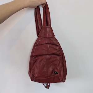 Red Backpack Vintage Backpack Red Bag Faux Leather Backpack Women&#39;s Backpack Bag Faux Leather Bag Vintage Red Backpack Bag Ladies Backpack