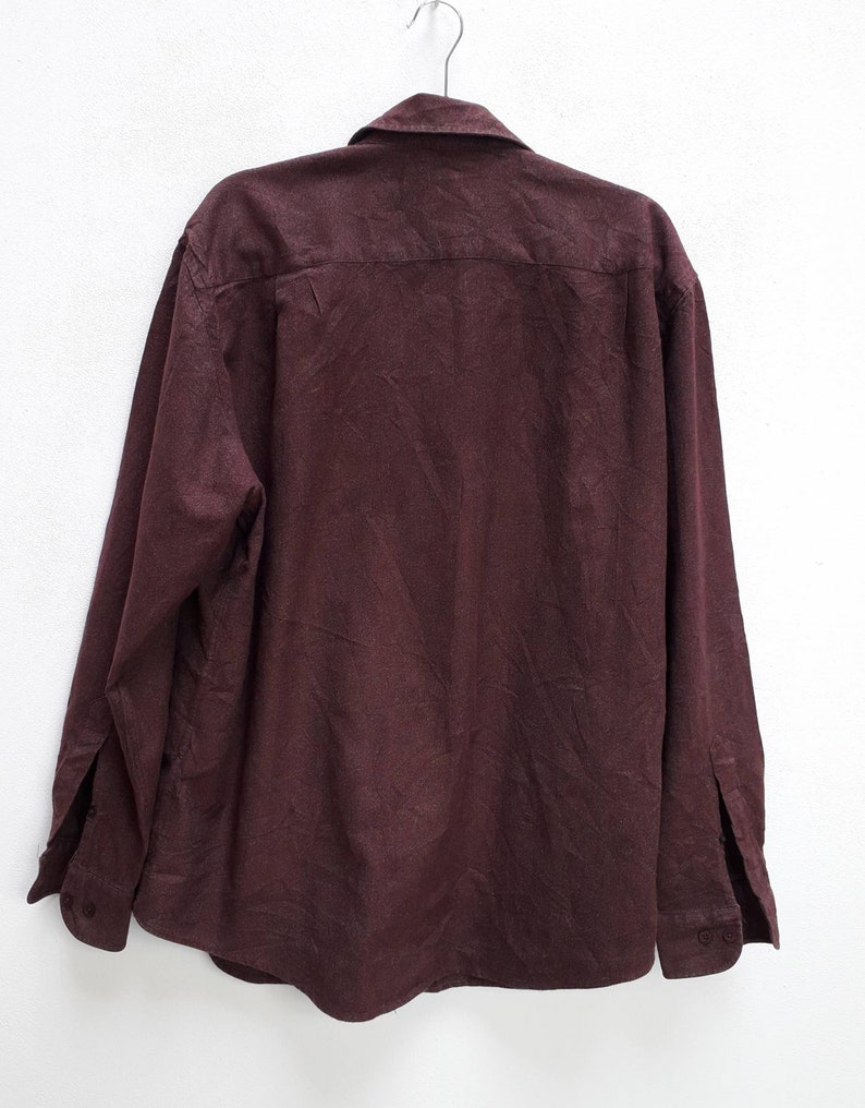 Burgundy Shirt Vintage Cow Embroidery Shirt Vintage Burgundy Button Down Shirt Vintage Purple Red Button Up Vintage Cow Pocket Embroidery