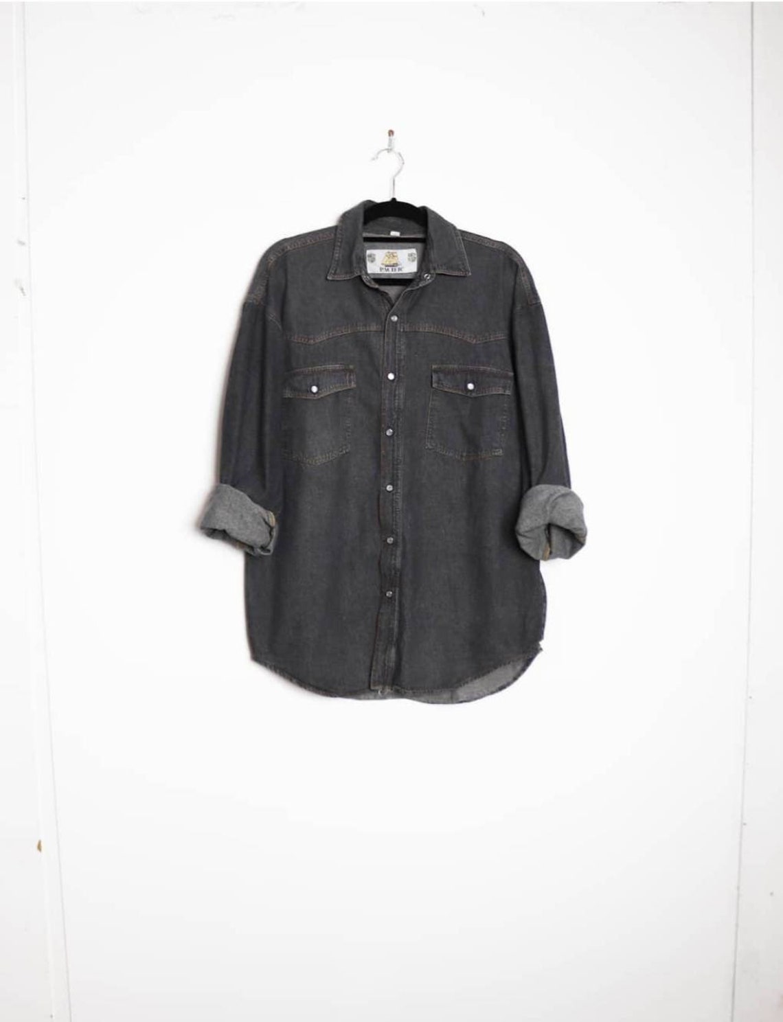 Black Denim Shirt Vintage Washed Black Denim Shirt Vintage | Etsy