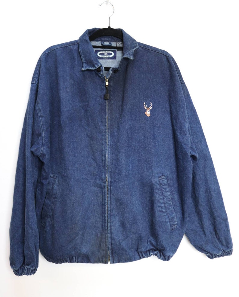 Zip-Up Denim Jacket Vintage Blue Denim Jacket Extra Large Jacket Zip Up Denim Jacket Vintage Blue Jean Jacket XL Zip-Up Denim Coat Vintage