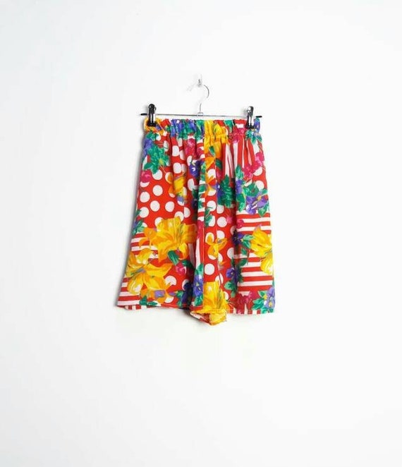 high waisted patterned shorts