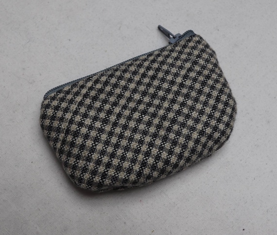 Checkered Coin Purse Recycled Purse Upcycled Purse Check Purse Handmade Purse Recycled Coin Purse Eco Friendly Coin Purse Checkered Purse