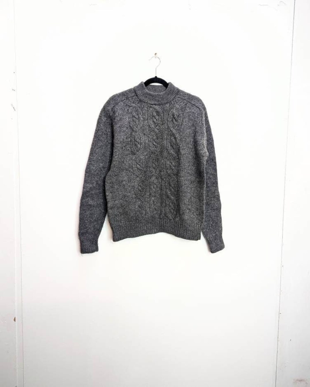 Grey Cable Knit Jumper Vintage Jumper Cable Knit Sweater Wool Jumper