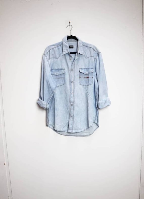 Blue Denim Shirt Vintage Light Blue Denim Shirt La