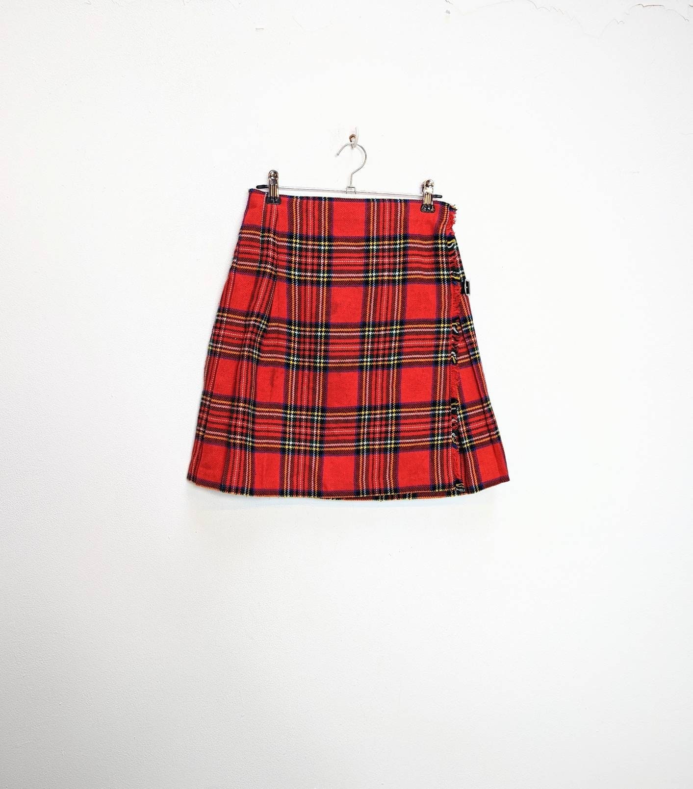 Red Plaid Mini-skirt Vintage Mini-skirt XS Plaid Skirt Red Check