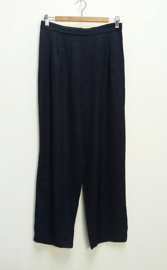 Navy Trousers Vintage Blue Trousers High Waisted … - image 2