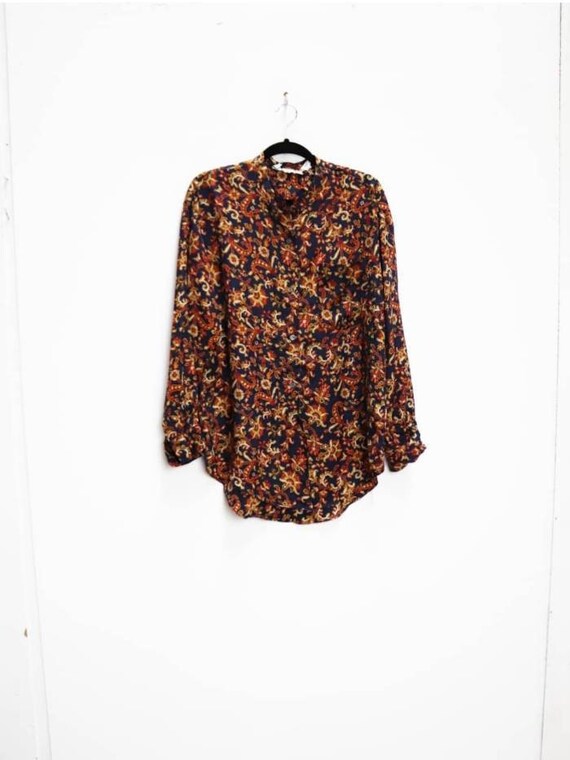 Floral Silk Blouse Vintage Floral Paisley Blouse W