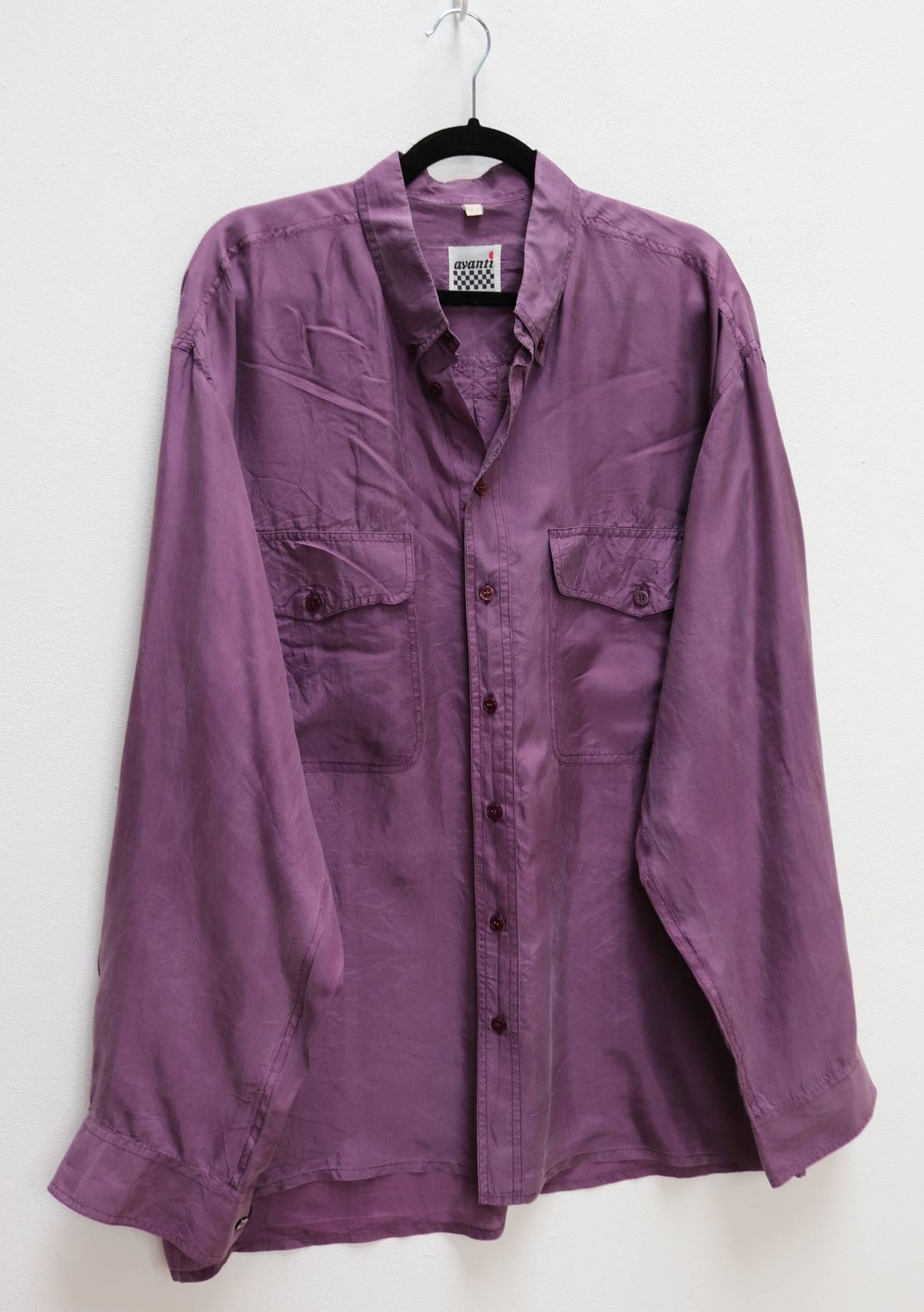 Purple Silk Shirt Vintage Silk Button Down Shirt Men's | Etsy