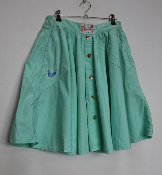 Mint green button down skirt outlet