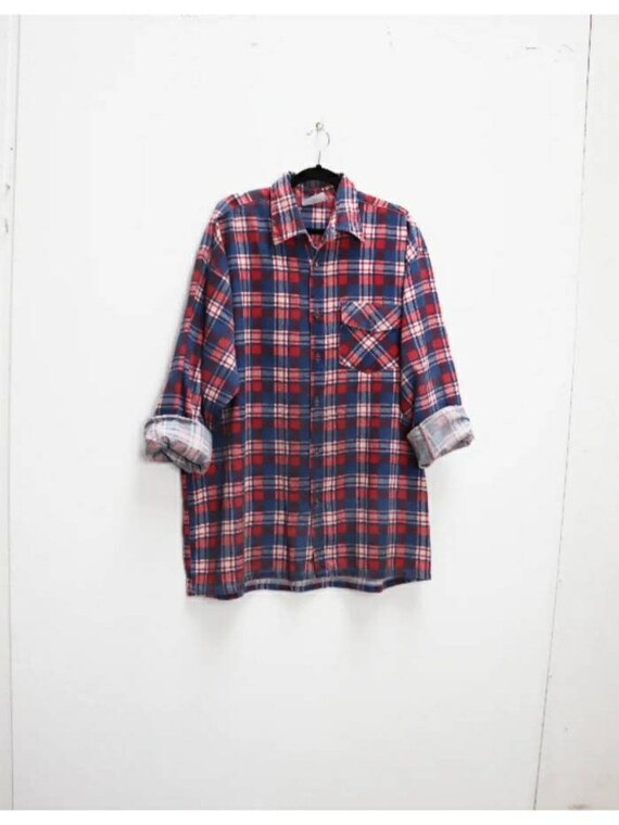 Blue Plaid Flannel Shirt Vintage Plaid 