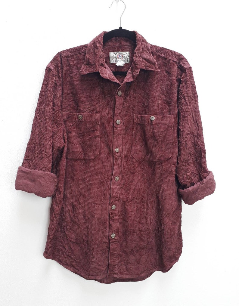 Burgundy Corduroy Shirt Vintage Red Thick Cord Shirt Vintage Burgundy Chunky Corduroy Shirt Medium Red Cord Button Down Thick Corduroy Top M