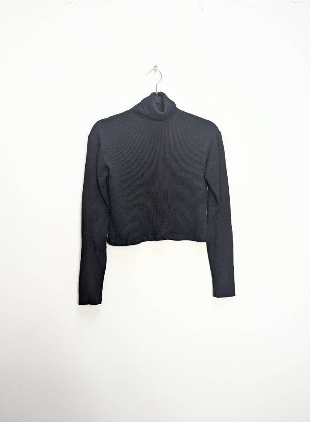 Vintage Black Rollneck Jumper Turtleneck Sweater (S)