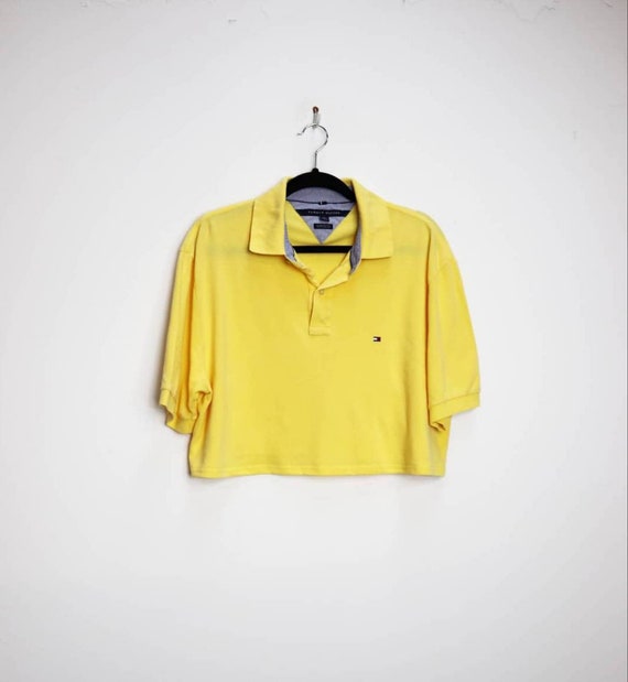 yellow polo crop top