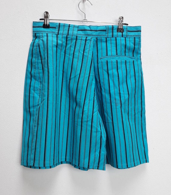 Blue Stripe Shorts Vintage Blue Striped Shorts High Waisted Stripe Shorts Vintage High Waist Shorts Women s Shorts Blue Striped Shorts Small
