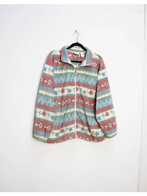 patterned fleece jacket