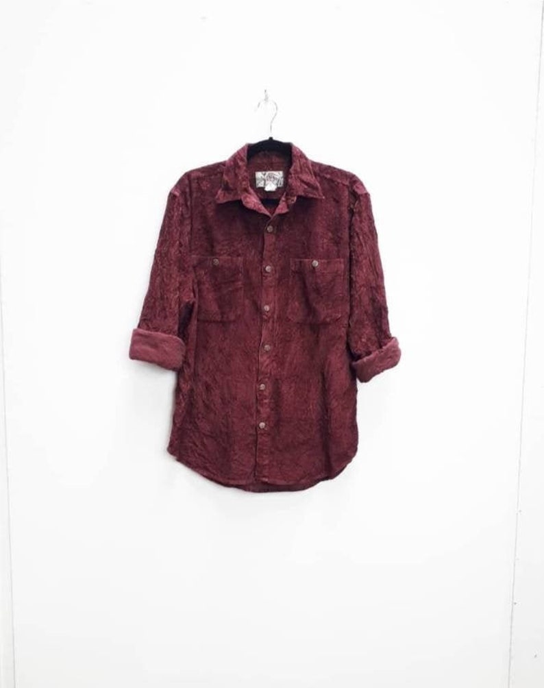 Burgundy Corduroy Shirt Vintage Red Thick Cord Shirt Vintage Burgundy Chunky Corduroy Shirt Medium Red Cord Button Down Thick Corduroy Top M