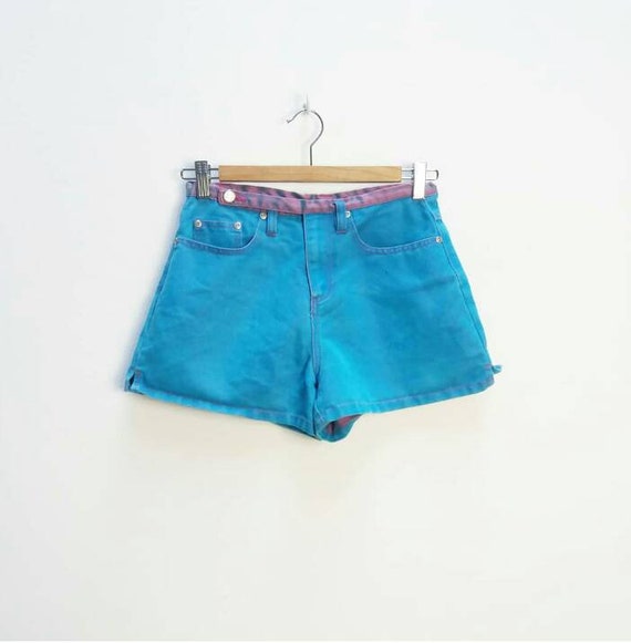 bright blue denim shorts