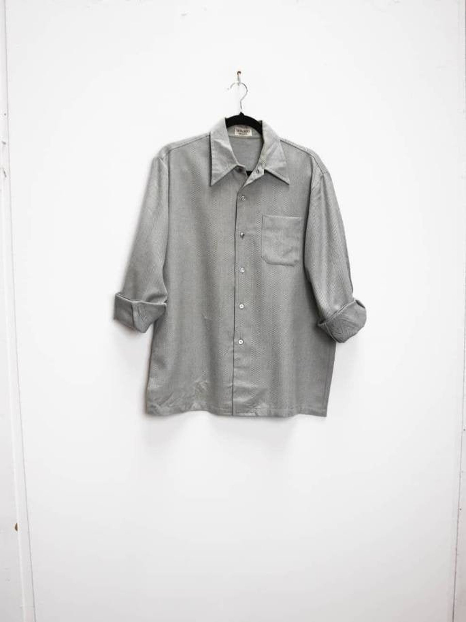 Grey Wool Shirt Vintage Gray Shirt Grey Button-Down Shirt | Etsy