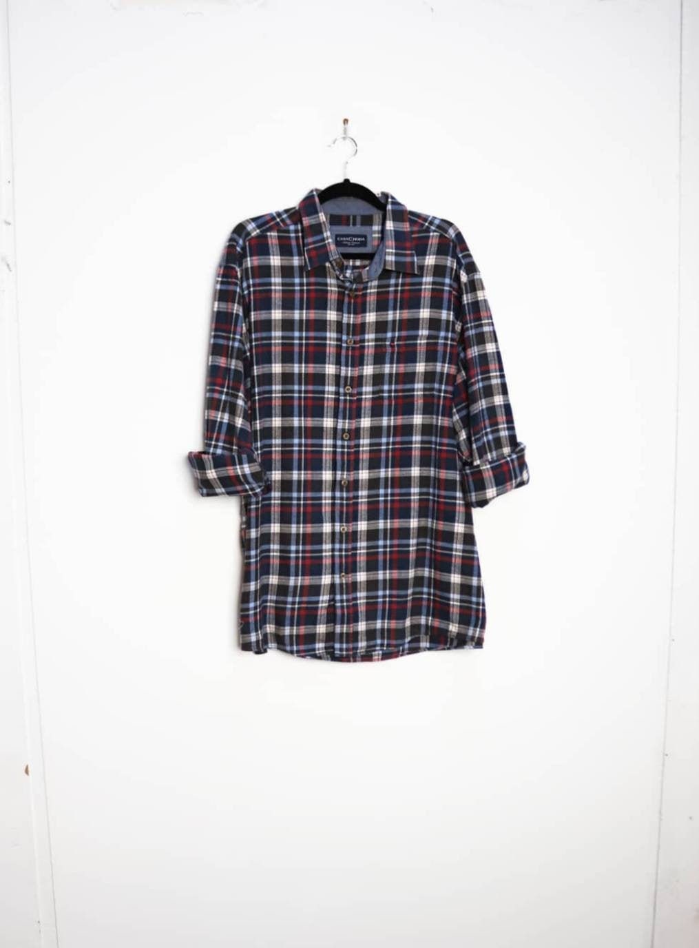 Grey Plaid Flannel Shirt Vintage 