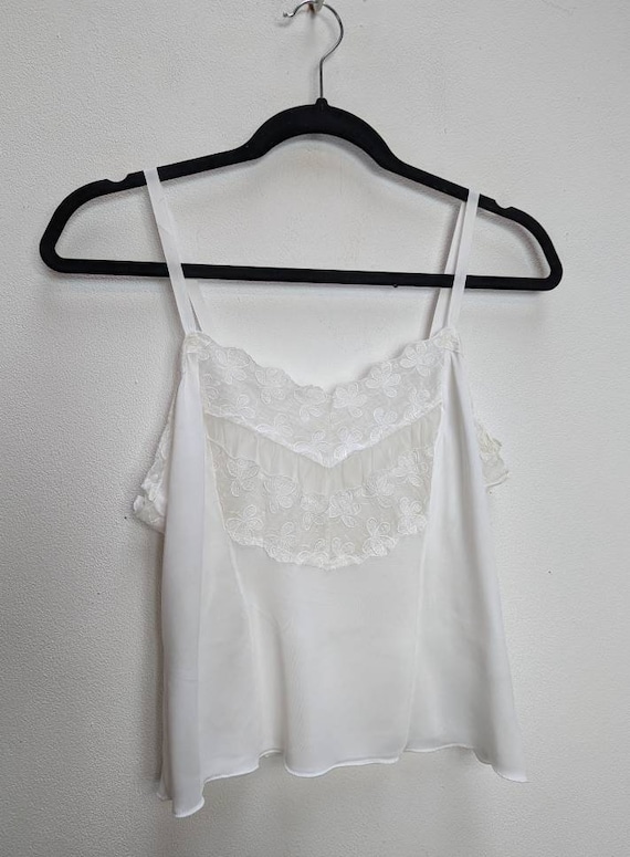 White Lace Crop Top Vintage Cropped Cami Top Sheer White Crop Top Cropped  Camisole Top Lacy Cami Crop Top Sheer Crop Top Vintage Crop Cami S 
