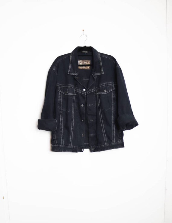 Black Denim Jacket Vintage XL Denim Jacket Unisex
