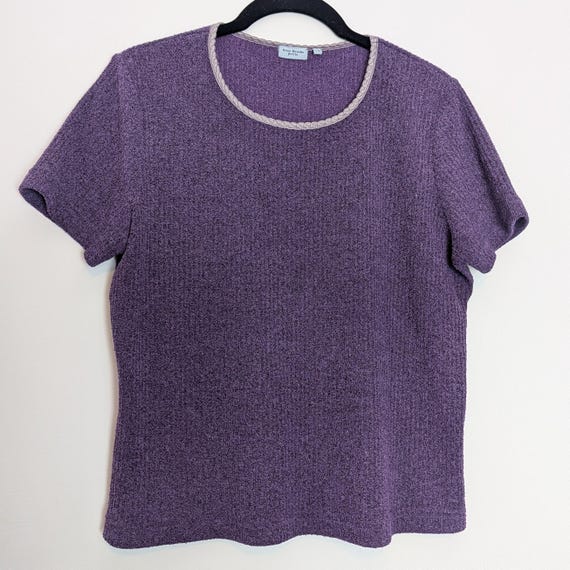 Purple Top Vintage T-Shirt Large Purple T-Shirt Women's Top Large T-Shirt Purple Short Sleeve Top Vintage Top Purple T-Shirt Large Top L