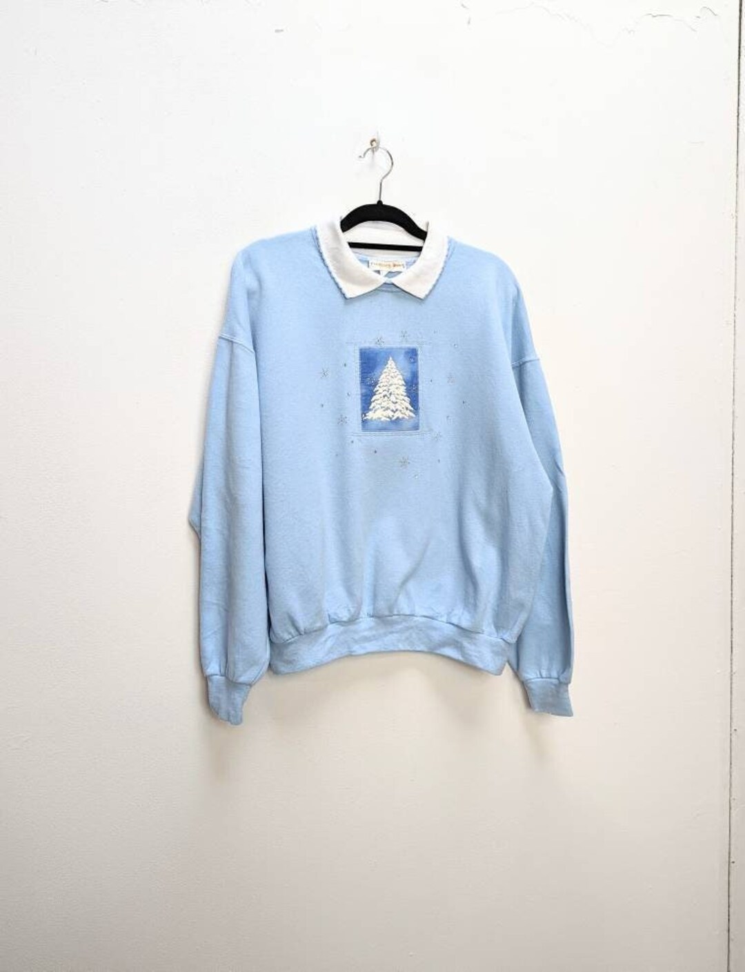 Christmas Sweatshirt Vintage Collared Sweatshirt Blue - Etsy Norway