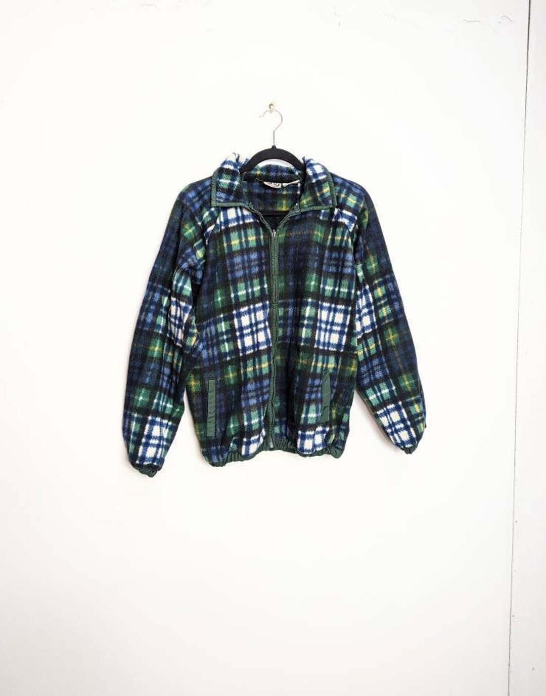 Plaid Fleece Vintage Fleece Jacket Blue Check Fleece Jacket Plaid Fleece Vintage Fleece Jacket Blue Check Fleece Jacket